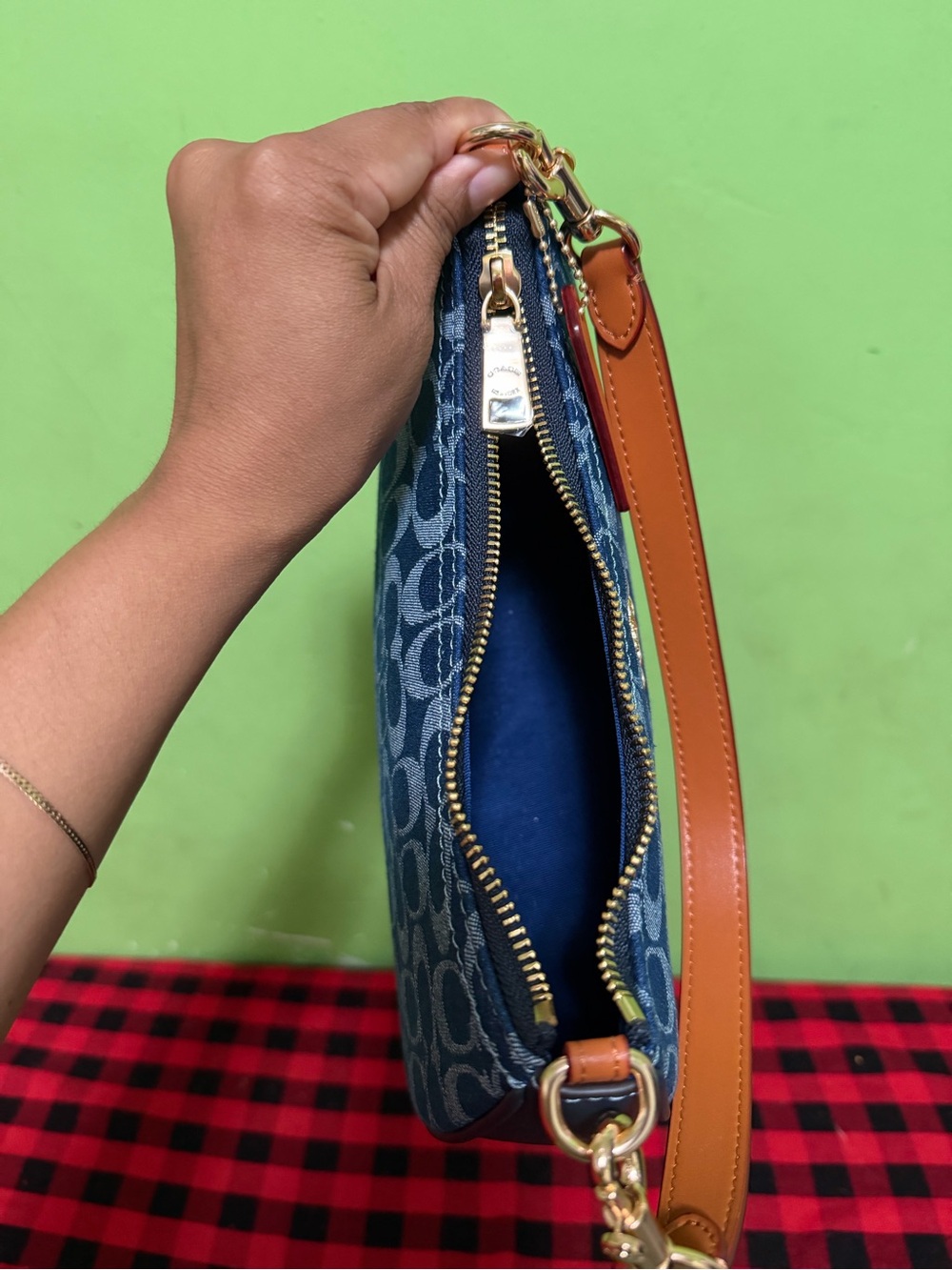 Coach Denim Signature Jacquard Shoulder Bag with Strap - Picture 4 of 8